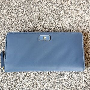 kate spade navy blue zip-around leather wallet